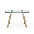 Modern Coffee Table with Glass Top and Yellow Silver Legs Contemporary Design